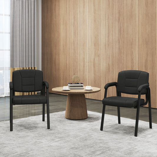 Set of 2 Big and Tall Guest Chair Waiting Room Chairfor Reception Meeting-Black