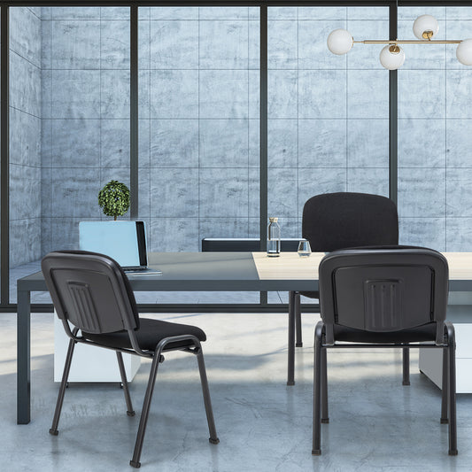Set of 5 Conference Room Chairs with Upholstered Back and Seat-Black