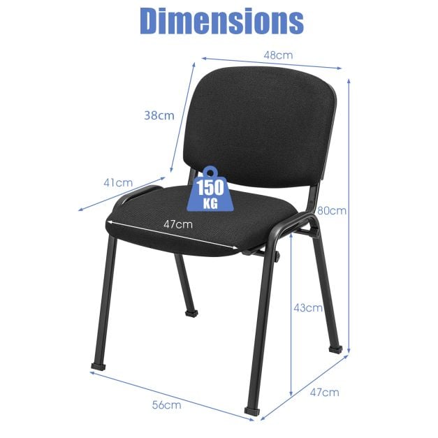 Office Chair with Metal Frame and Padded Cushions for Conference Room-Set of 5