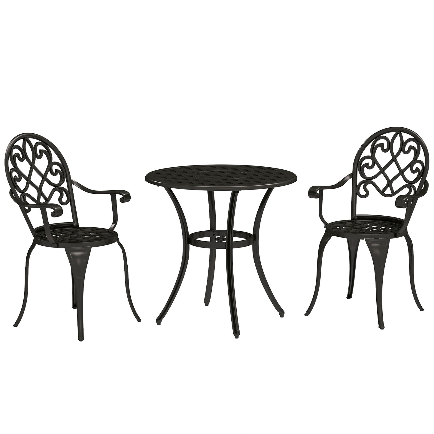 Elegancki, aluminiowy zestaw ogrodowy Outsunny, trzyczęściowy, czarny