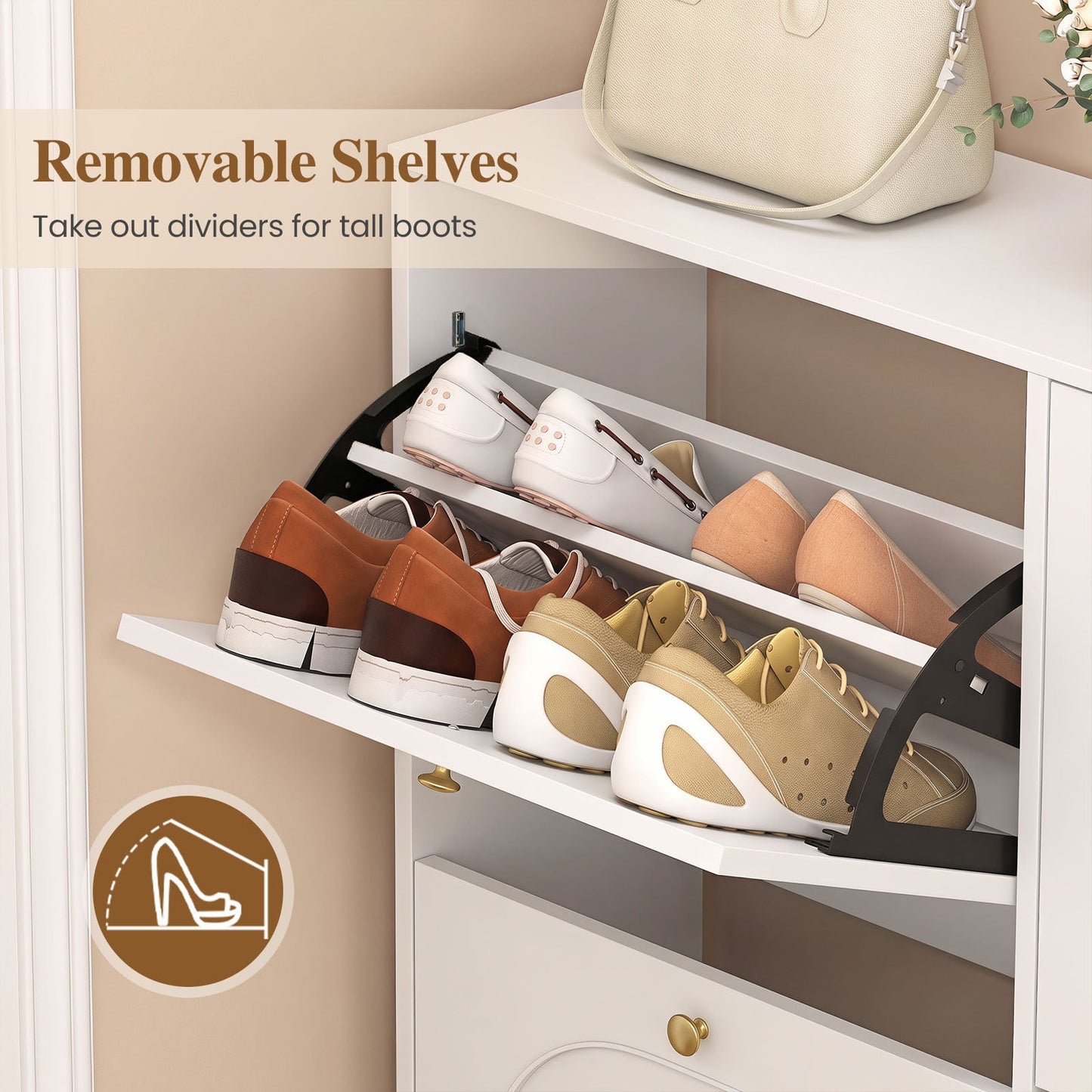 Shoe Storage Cabinet with 4 Flip Drawers for Entryway-White