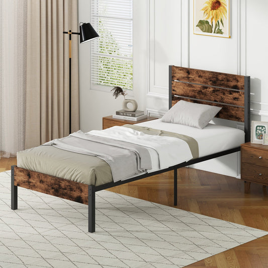 Single/Double Size Bed Frame with High Headboard-Single Size