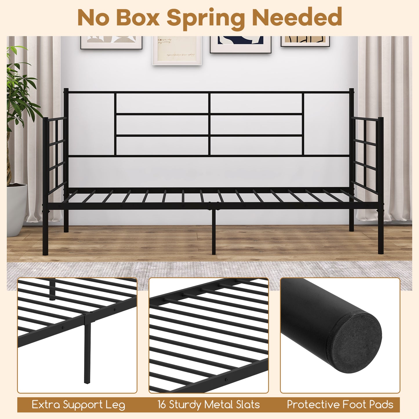 Single Size Daybed with Arms and Back