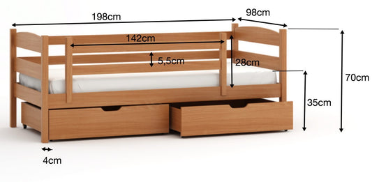 Ashford Wooden Single Bed Zoska with Storage