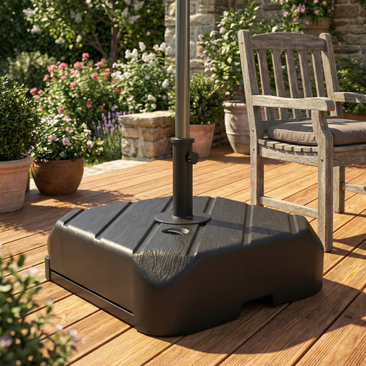 Outsunny Garden Parasol Base with Wheels in Black, image 2