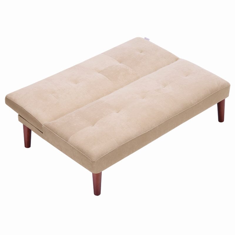 4ft Wide Modern 2 Seater Padded Convertible Sofa Bed with Wooden Legs