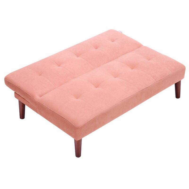 4ft Wide Modern 2 Seater Padded Convertible Sofa Bed with Wooden Legs