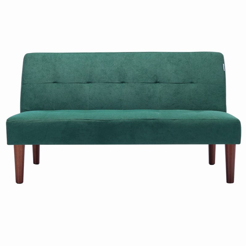 4ft Wide Modern 2 Seater Padded Convertible Sofa Bed with Wooden Legs