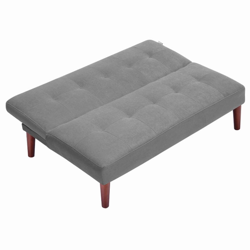 4ft Wide Modern 2 Seater Padded Convertible Sofa Bed with Wooden Legs