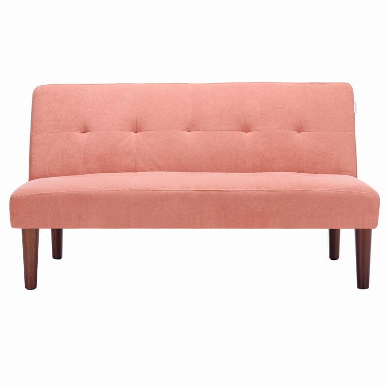 4ft Wide Modern 2 Seater Padded Convertible Sofa Bed with Wooden Legs