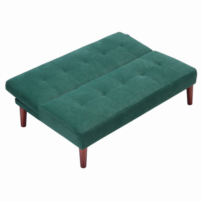 4ft Wide Modern 2 Seater Padded Convertible Sofa Bed with Wooden Legs