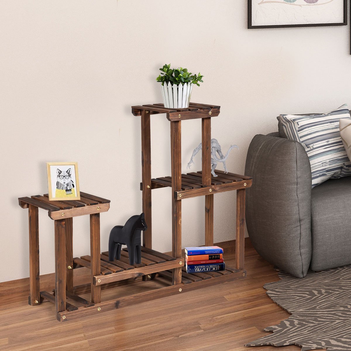 Multi Layer Solid Wood Plant Stand for Balcony Garden Patio Living Room