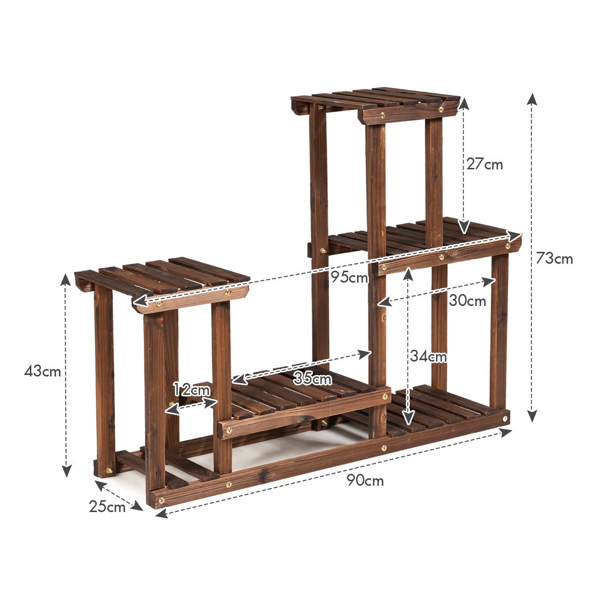 Multi Layer Solid Wood Plant Stand for Balcony Garden Patio Living Room