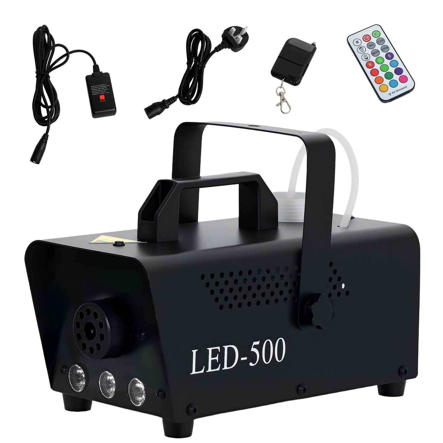 Maszyna do dymu HOMCOM z 3 światłami LED RGB z 13 kolorami i 4 efektami, 450 W 2000 CFM maszyna do dymu z przewodowymi i bezprzewodowymi pilotami na Halloween, Boże Narodzenie, wesele, dyskotekę, DJ-a, efekty sceniczne