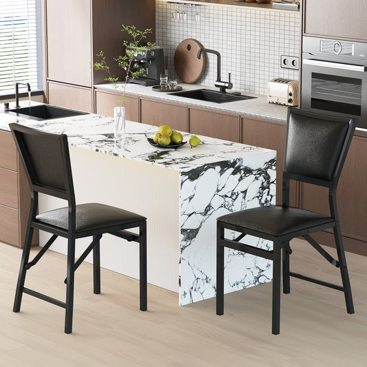 Steel Folding Chair Set of 2 with High Backrest and Steel Frame