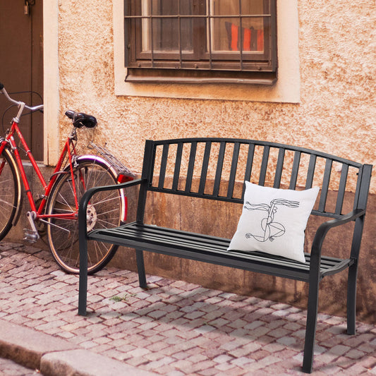 Steel Garden Bench Outdoor Patio Bench with Streak Design