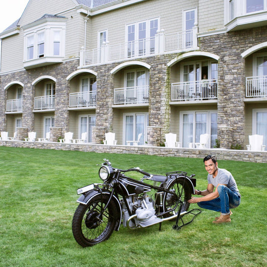 Portable Steel Motorcycle Stand Sport Bike Rear Wheel Lift-Black