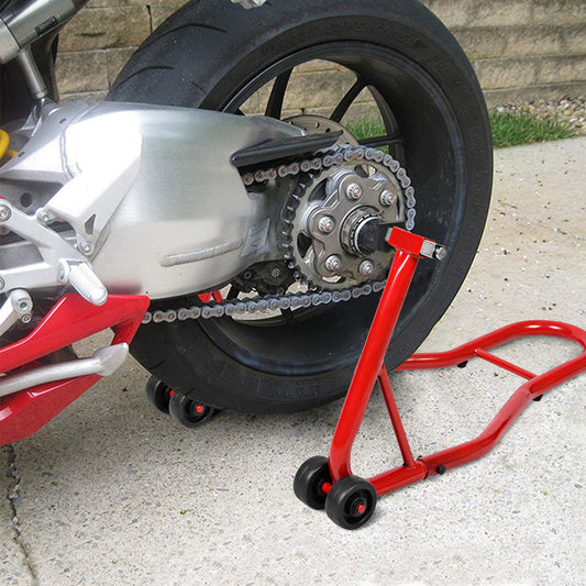 Portable Steel Motorcycle Stand Sport Bike Rear Wheel Lift-Red