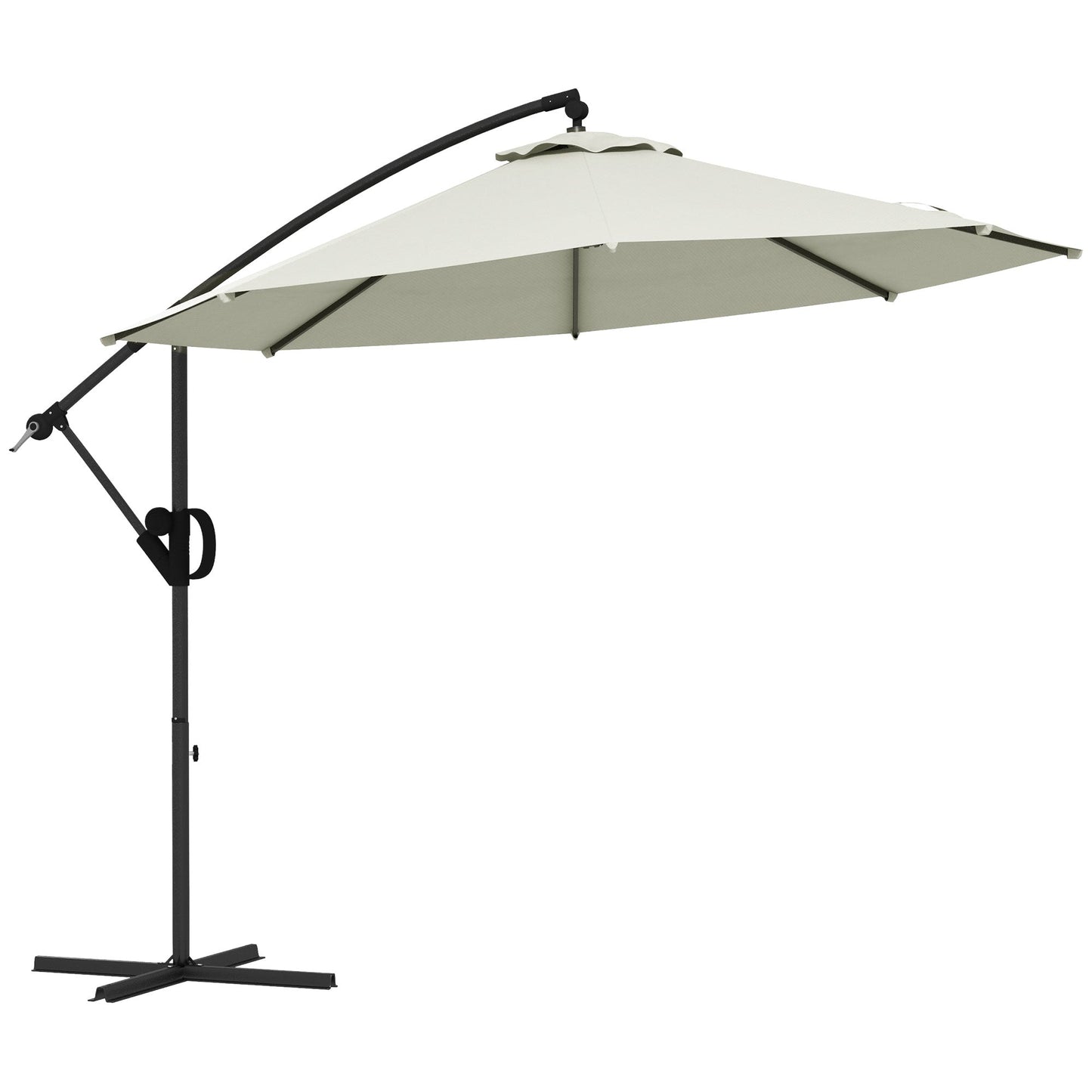 Outsunny 3(m) Parasol typu Offset Cantilever z podstawą w kształcie krzyża - kremowy