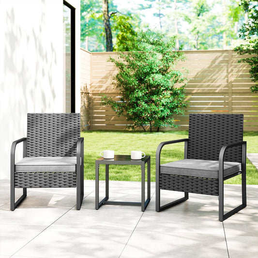 Outsunny Rattan Bistro Set in Black, image 2