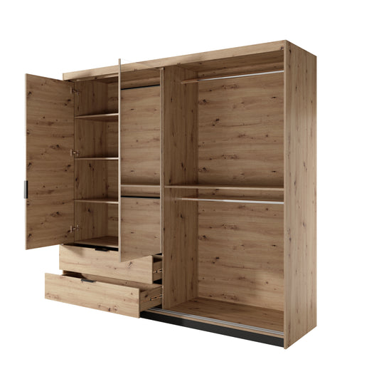 Wardrobe TALLY Oak Artisan / Grey