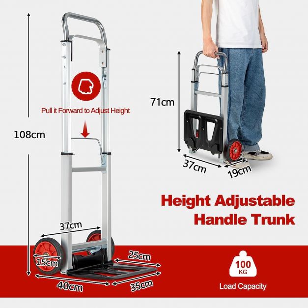 Portable Folding Hand Truck with Telescopic Handle and Wheels