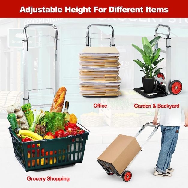 Portable Folding Hand Truck with Telescopic Handle and Wheels