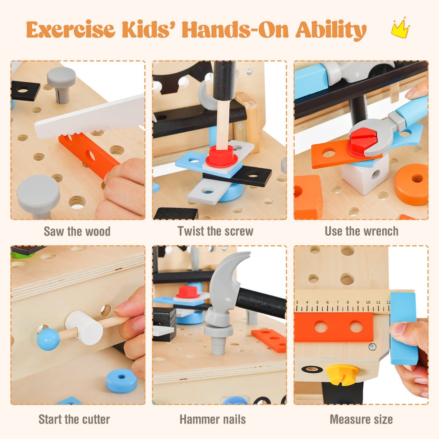 Kids Pretend Play Workbench with Tools Set and Realistic Accessories