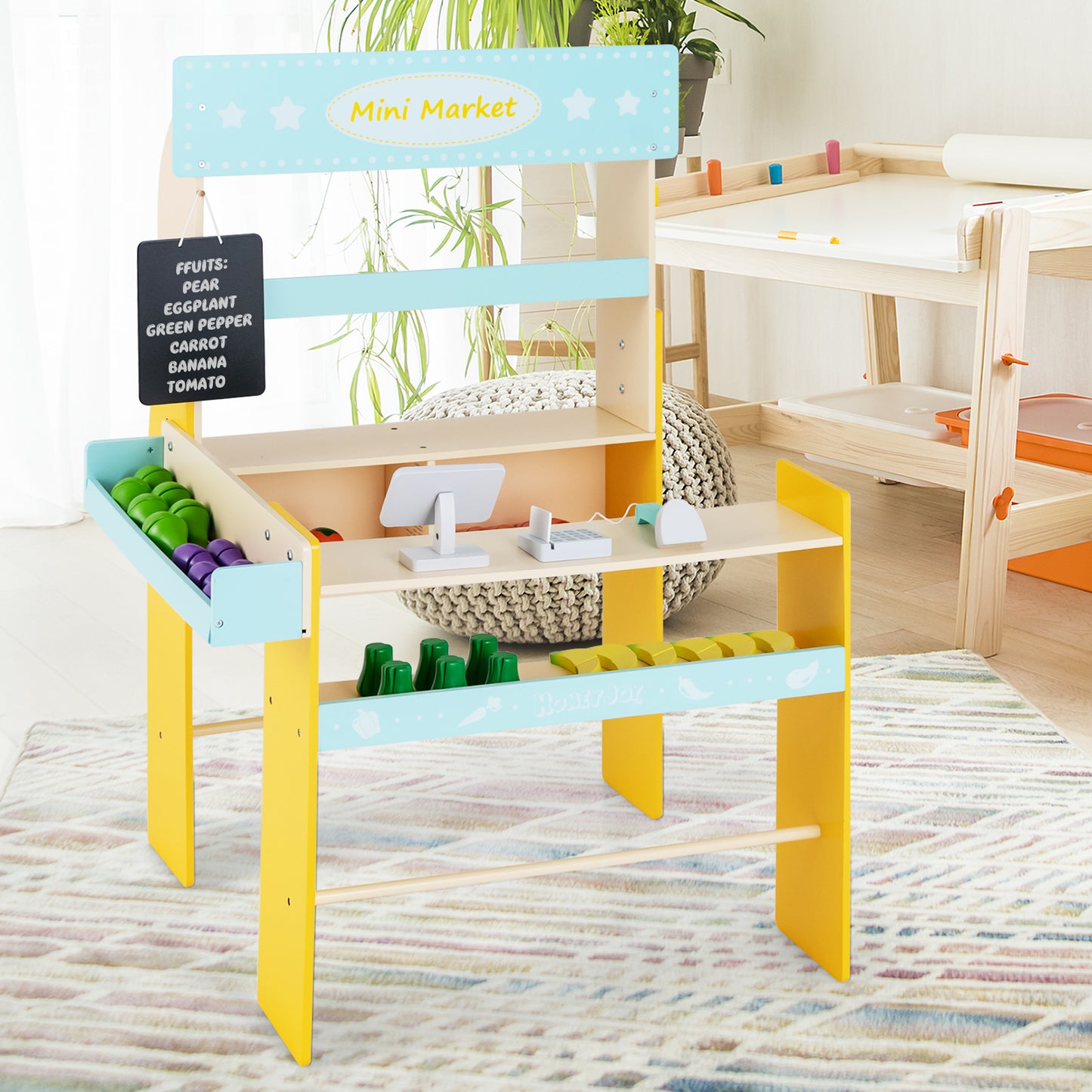 Kid's Pretend Play Grocery Store-Blue