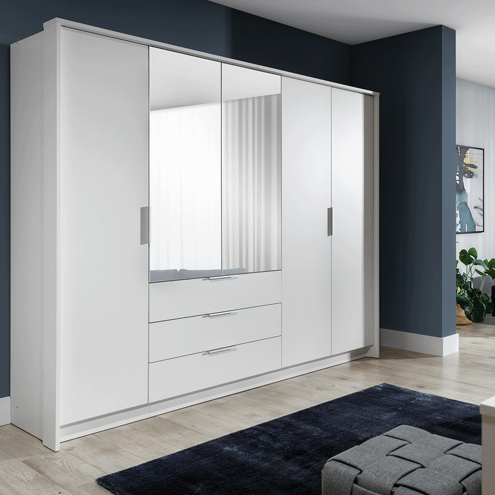 Wardrobe DALTON 255 White + Mirror