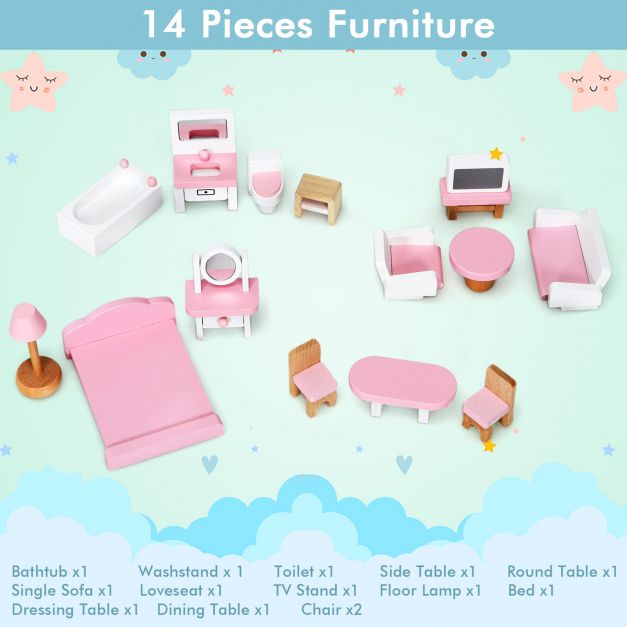 2-Tier Dollhouse Bookcase with Sufficient Storage Space-Gray