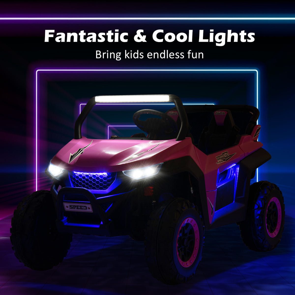 12V Electric Truck Car with Remote Controland Battery Powered UTV-Pink
