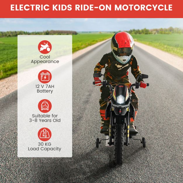 12V akumulatorowy motor dla malucha z muzyką dla dzieci w wieku 3-8 lat - czarny