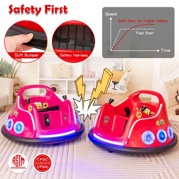 Electric Bumper Car with 360° Spin and Remote Control for Toddlers and Babies-Red