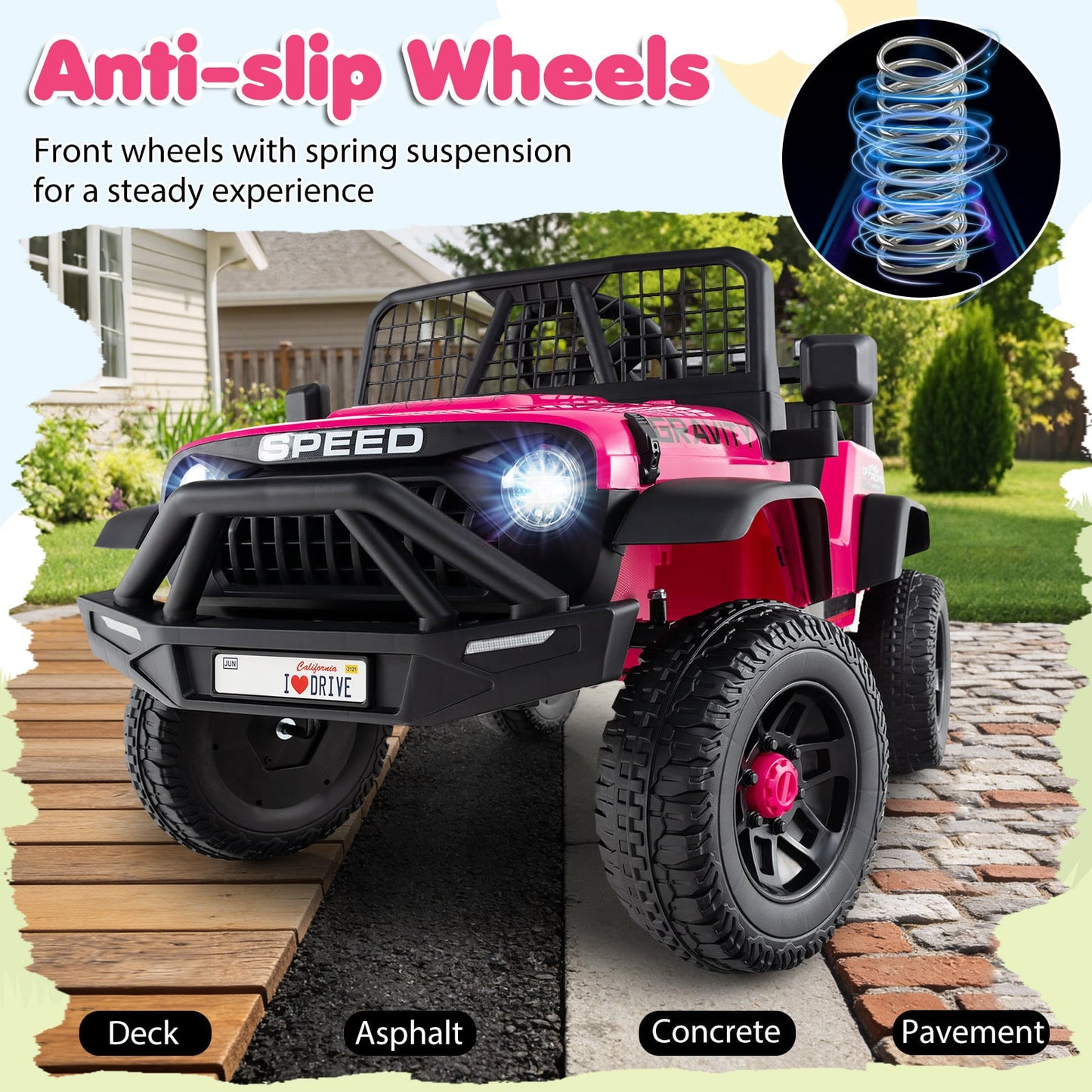 24V Battery Powered Ride On Car for Kids with Parent Remote Control-Pink