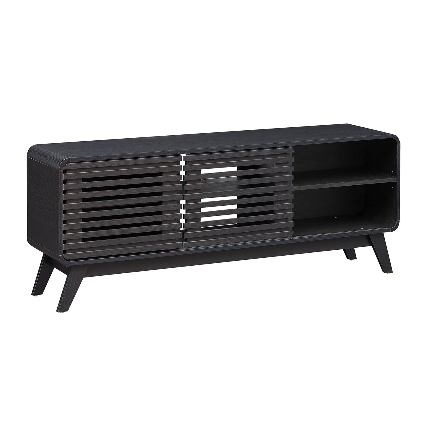 TV Stand for 65" TVs Mid Century Modern Entertainment Center-Black