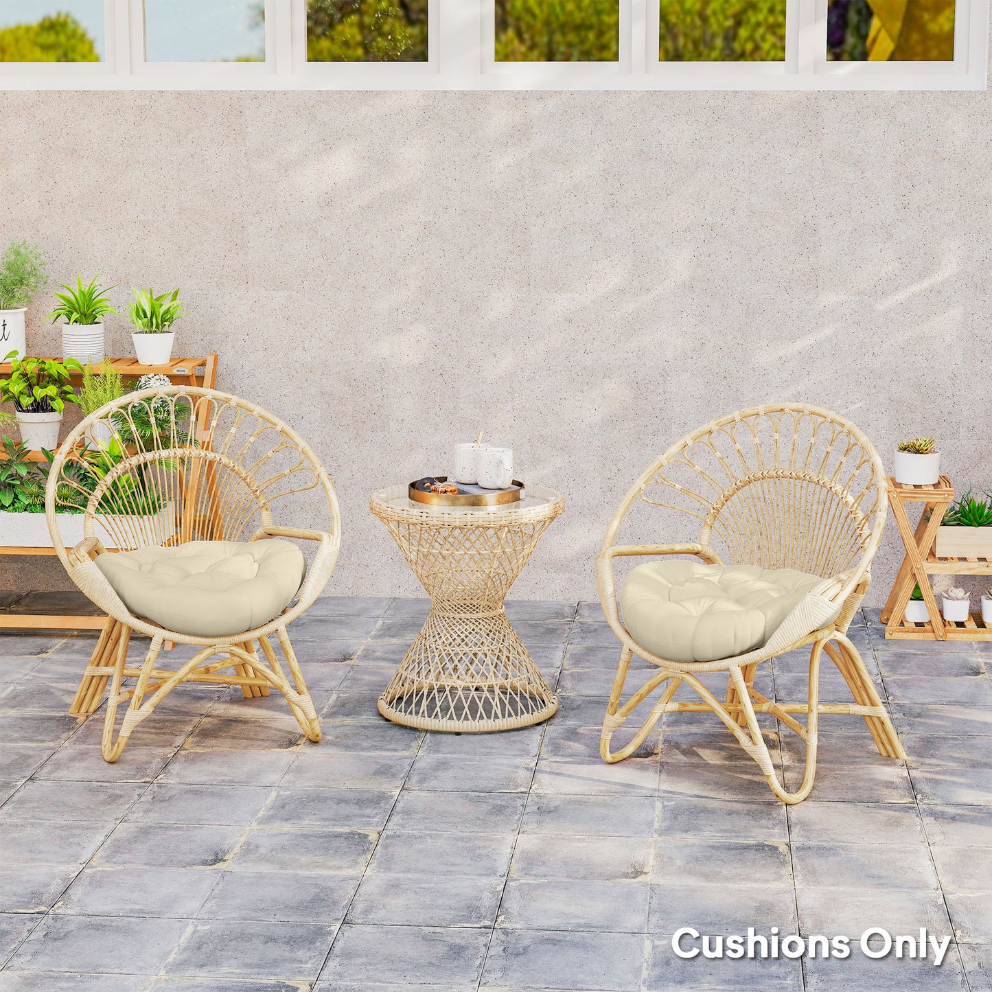 Outsunny Set of Two â60cm Outdoor Cushions - Beige