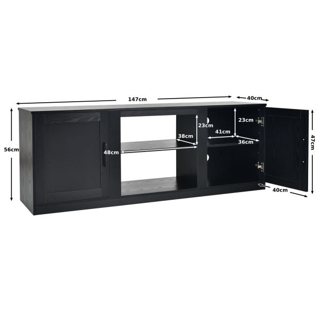 58 Inch TV Stand with 1500W Faux Fireplace for TVs up to 65 Inch-Black