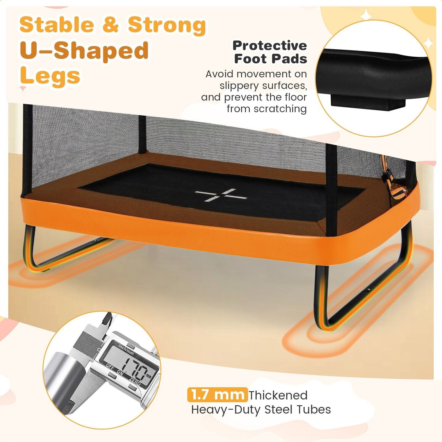6 Feet Kids Trampoline with Swing and Enclosure Safety Net-Orange