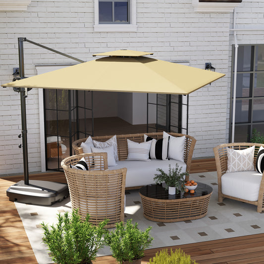 Outsunny Cantilever Parasol in Khaki, image 2