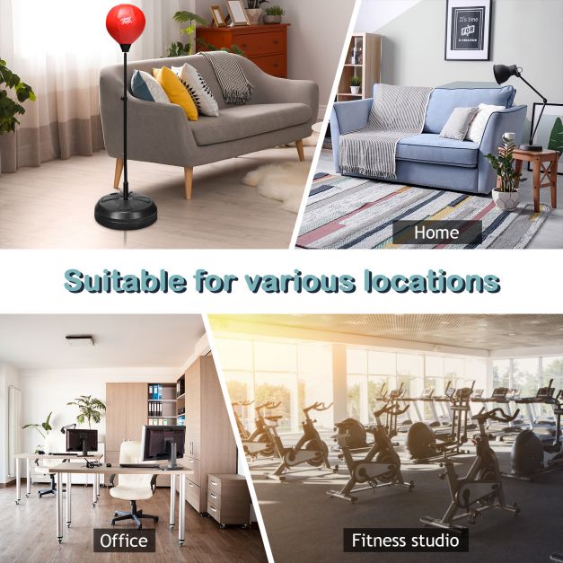 122 - 154cm Height Adjustable Speed Ball Reflex Bag Kit with Stand and Gloves