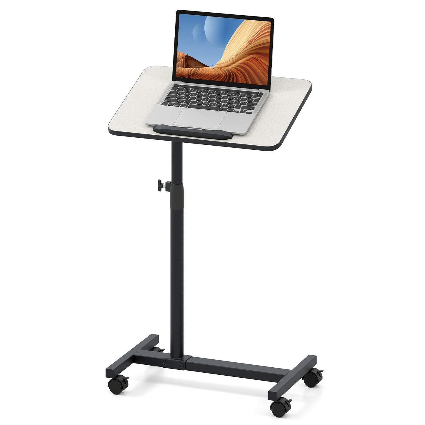 Overbed Table Tilting Bedside Table with Wheels Adjustable Height-Grey
