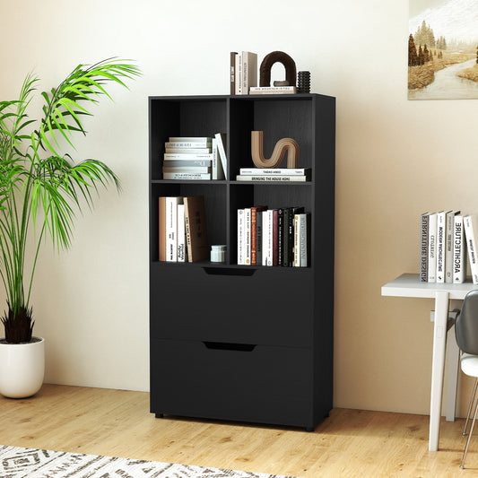 130CM 5-Tier Tall Freestanding Bookshelf for Living Room-Black