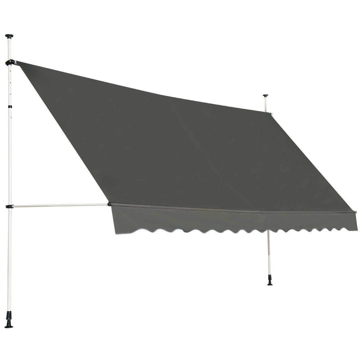 Telescopic Awning Sun Shade with Manual Crank Handle-Grey