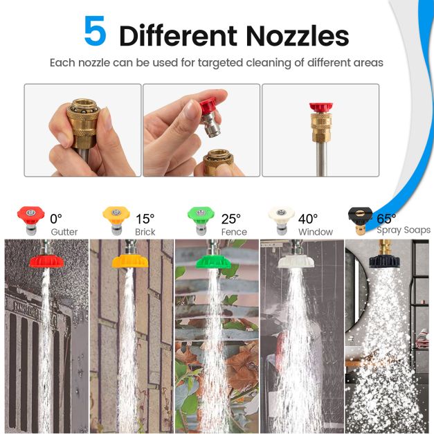 Telescoping Wand for Pressure Washers with 5 Spray Nozzles