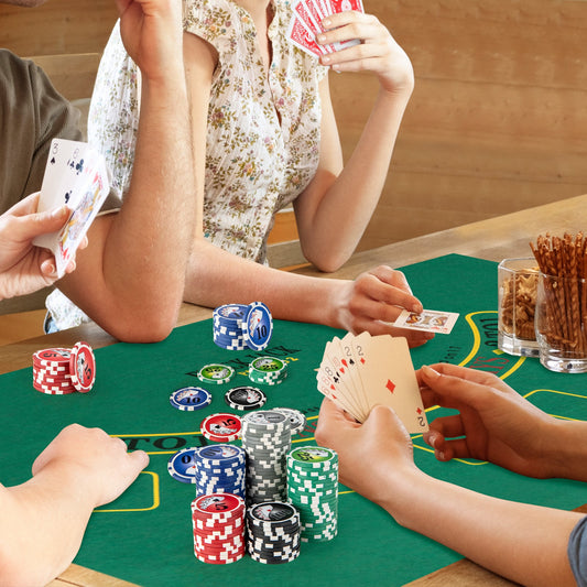 Texas Holdem Poker Chip Set Casino Poker Chips with 300 Pieces Chips-Black