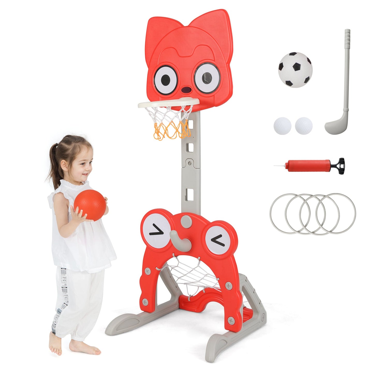 Toddler Basketball Hoop with Rim and Soccer Goal
