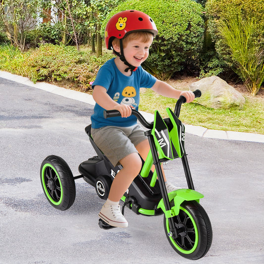 3-Wheel Toddler Bike with Foot Pedals and Steering Handlebars-Green