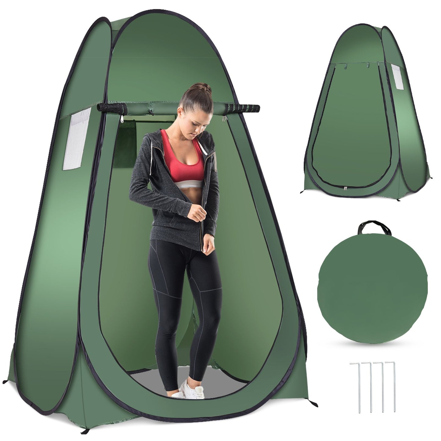 Toilet Shower Changing Beach Camping Tent Room Portable Pop Up Private Travel-Green