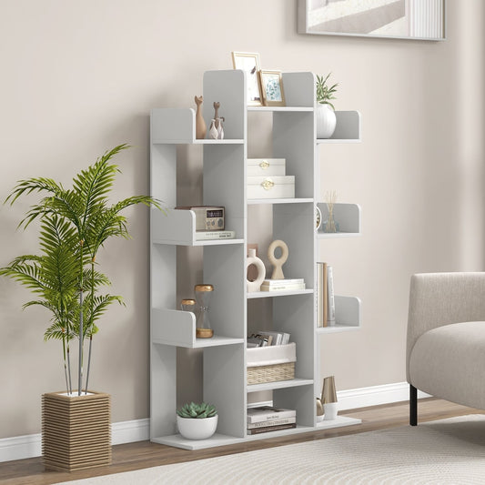 Tree Bookshelf Corner Books Storage Organizer in Grey, image 2